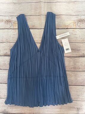 Vince Crushed Double V-Neck Tank Slate Blue Size Small